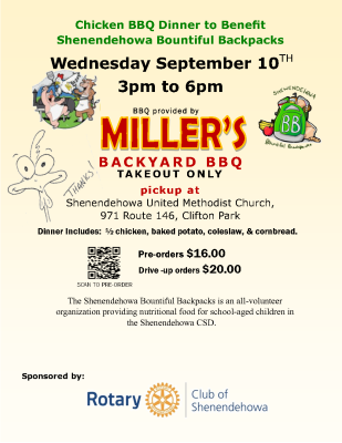Miller's Chicken BBQ to Benefit Shen's Bountiful Backpacks